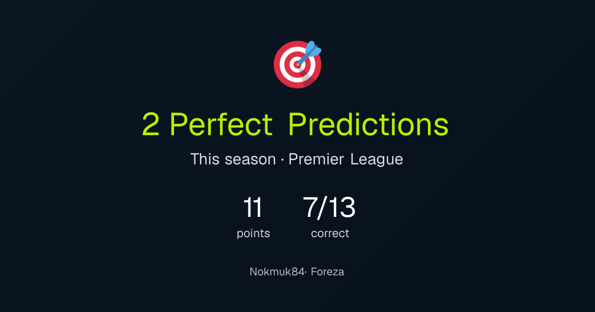 Nokmuk84's perfect predictions